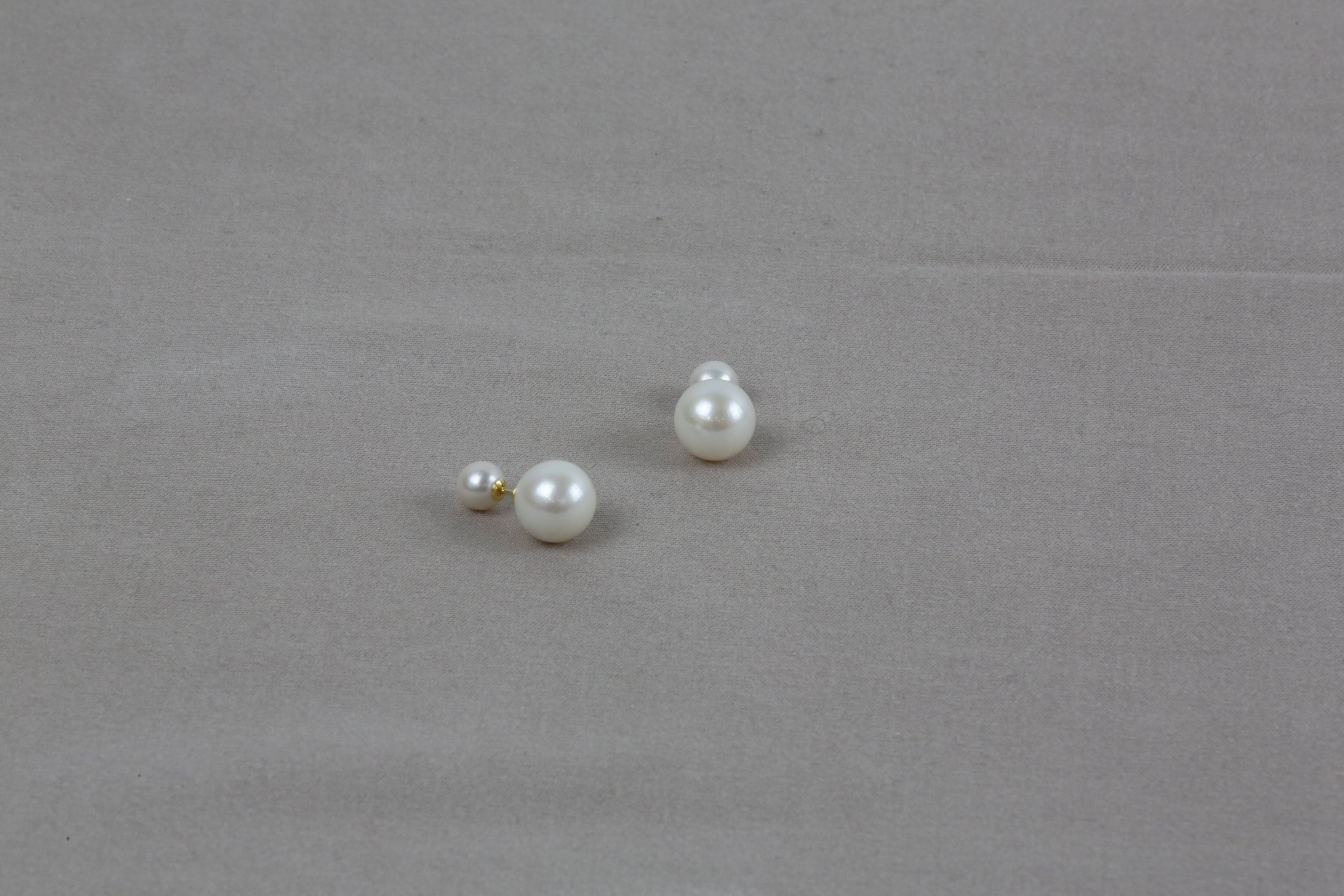 Boucles d'oreilles doubles perles blanches